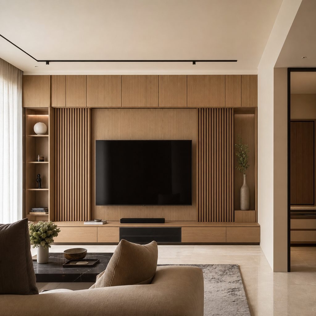 The Quiet Wall, Living interior by Porterbox Studio